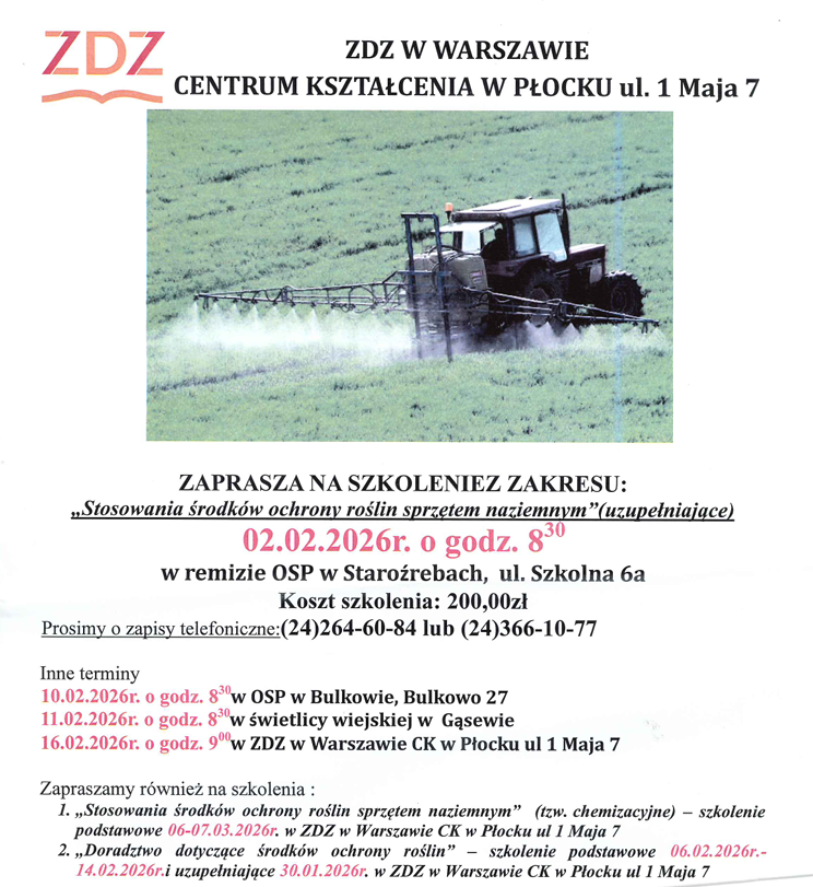 Szkolenie z oprysk&oacute;w środkami ochrony roślin